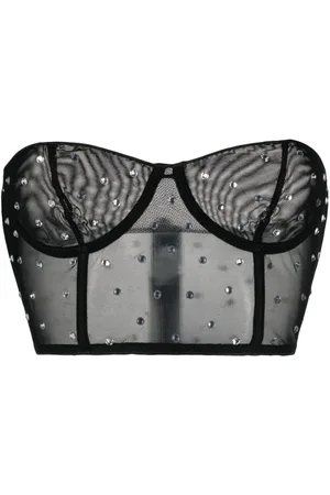 Oseree Crystal-embellished mesh bra