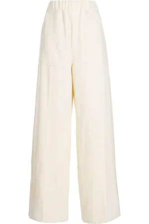 SYSTEM Elasticated-waistband velvet-finish flared trousers