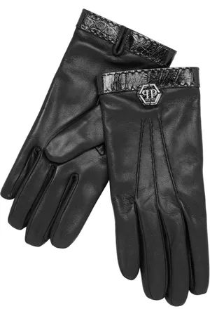 Philipp Plein Logo-patch leather gloves