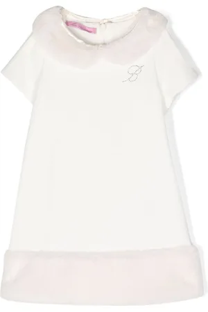 MISS BLUMARINE Logo-appliqué bib-collar dress