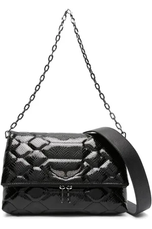 Zadig & Voltaire Rock Eternal Knit Shadow Leather Clutch in Black