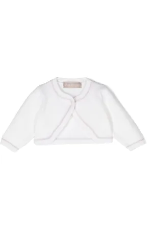 LA STUPENDERIA Contrasting-trim ribbed-knit cropped jacket