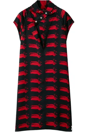 Burberry Duck-print sleeveless silk dress
