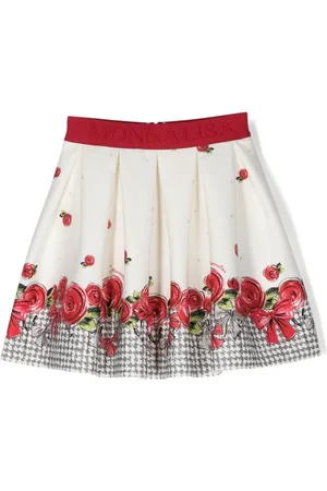 MONNALISA Floral-print logo-waistband skirt