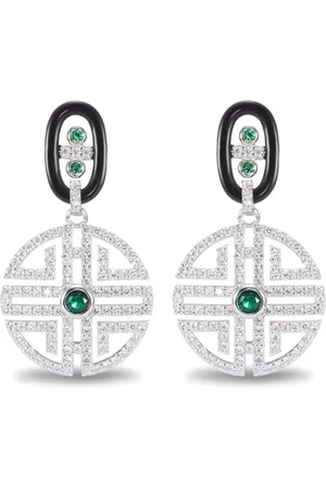 SHANGHAI TANG Crystal-embellished gemstone-detail earrings