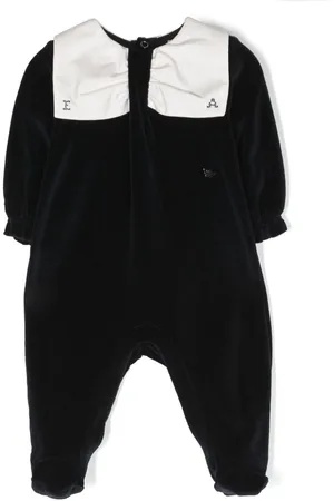 Emporio Armani Logo-plaque velvet cotton bodysuit