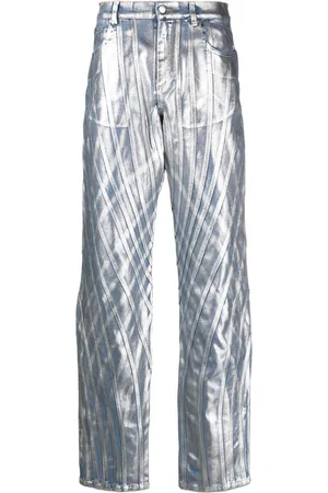 MUGLER Metallic-finish straight-leg jeans