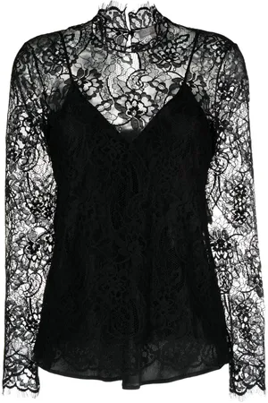ANTONELLI Floral-lace semi-sheer blouse