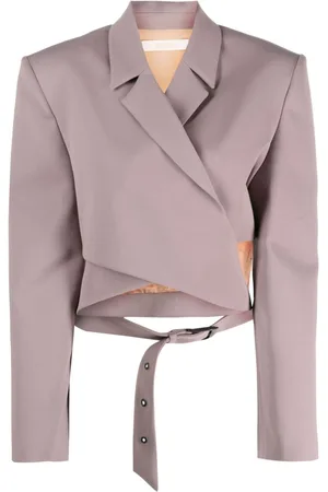 SSHEENA Wrap-design cropped blazer