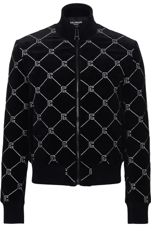 Balmain Quilted Rhinestone Bomber Jacket