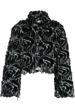John Richmond Abstract-print faux-fur coat