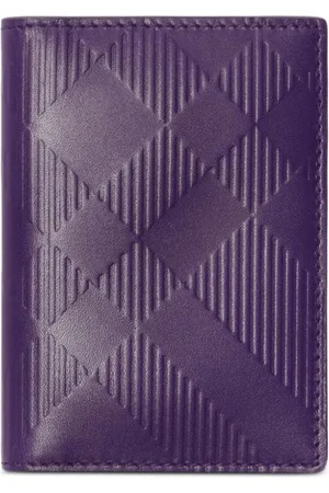 Burberry Leather Folding Card Case Purple