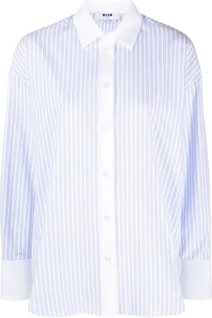 Msgm Slogan-print striped cotton shirt