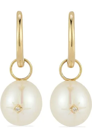 Mateo 14kt yellow pearl and diamond earrings