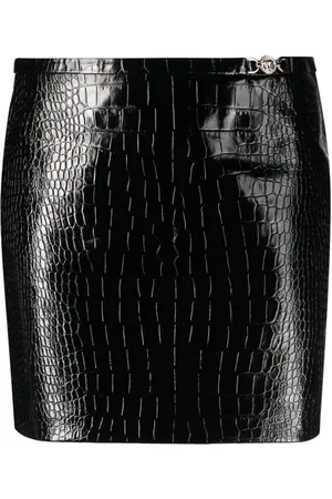 VERSACE Crocodile-effect leather miniskirt