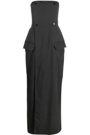 Ioana Ciolacu Pinstripe-pattern bandeau-style maxi dress
