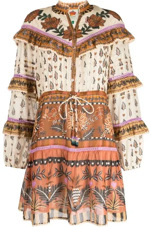 Farm Rio Anika botanical-print ruffled minidress