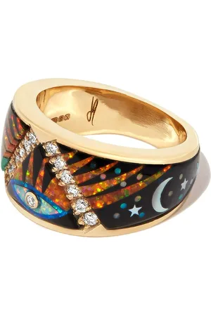 JACQUIE AICHE 14kt yellow Galaxy Eye Starburst diamond ring