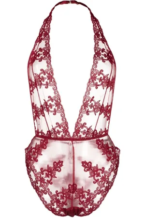 Fleur of England Gisele floral-embroidered halterneck body