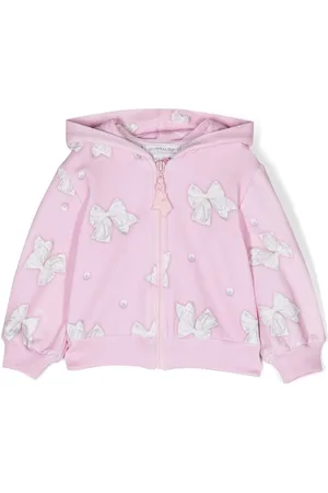 MONNALISA Bow-print zip-up hoodie