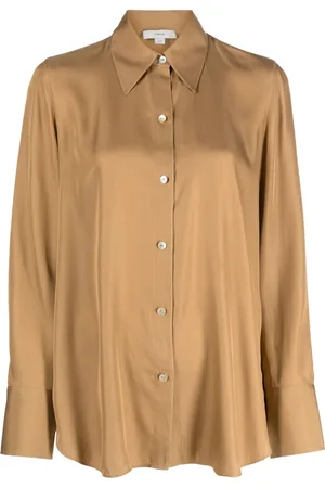 Vince Pointed-collar silk-satin shirt