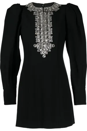 ANDREW GN Crystal-embellished puff-sleeve minidress