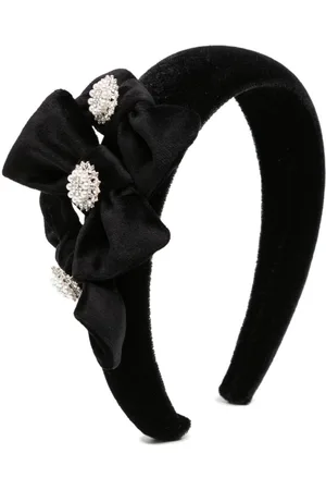 PATACHOU Faux-pearl embellished bow velvet headband
