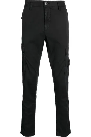 Stone Island Compass-motif cotton tapered trousers