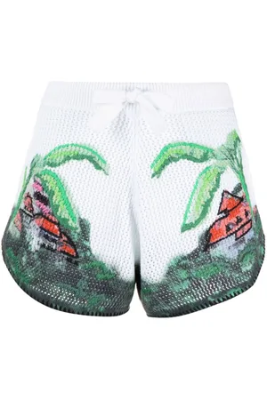 AMIRI Graphic-print crochet-knit shorts
