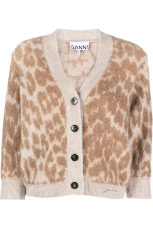Ganni Leopard-jacquard cardigan