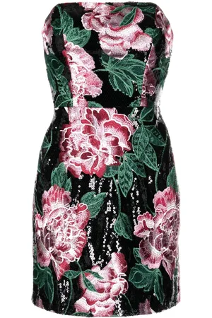 Marchesa Notte Sequin-embellished strapless minidress