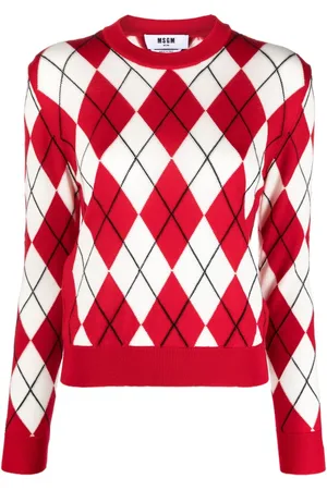 Msgm Argyle intarsia-knit virgin wool jumper