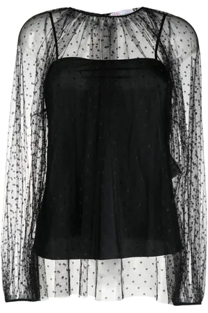 RED Valentino Ballon-sleeved tulle blouse