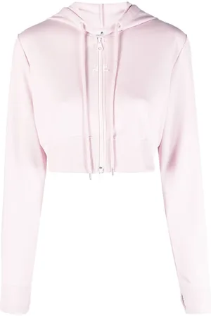 Courrèges Logo-patch cropped zipped hoodie