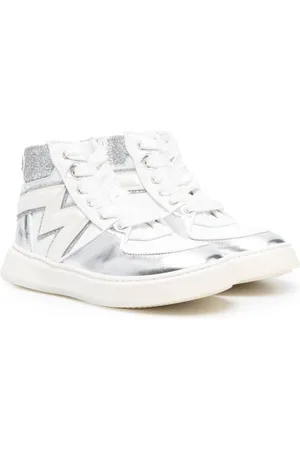 MONNALISA Metallic logo-patch sneakers