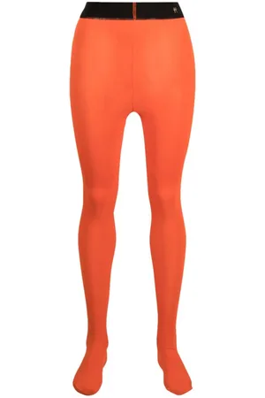 SSENSE Exclusive Orange Bowknot Fishnet Tights