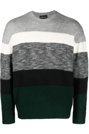 Emporio Armani Striped intarsia-knit jumper