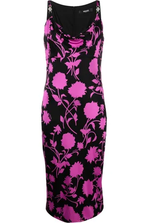 VERSACE Floral-print jersey midi dress