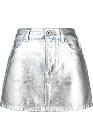 Paco rabanne Metallic denim miniskirt