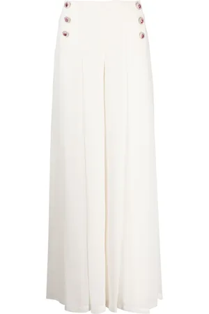 Edward Achour Paris Embellished-button wide-leg trousers
