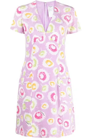 CHANEL Abstract-print silk minidress