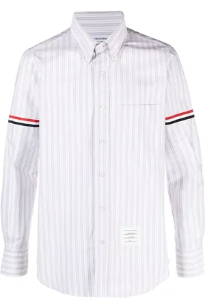 Thom Browne Grosgrain-band striped Oxford shirt