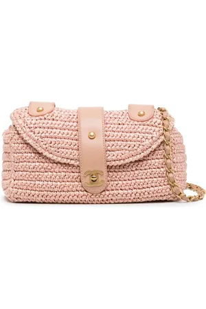 CHANEL CC woven raffia shoulder bag