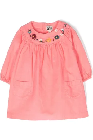 BONTON Floral-embroidered long-sleeve dress