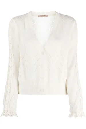 Twin-Set Lace-trim V-neck cardigan