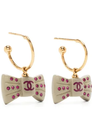 CHANEL CC bow hoop earrings