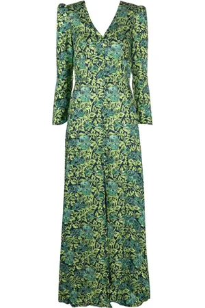 SALONI Margot V-neck silk long dress