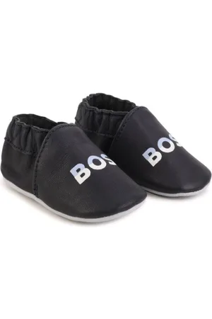 HUGO BOSS Logo-print leather slippers