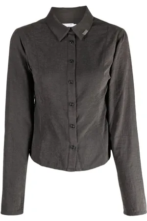 Izzue Logo-plaque pointed-collar long-sleeve shirt