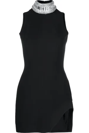 DAVID KOMA Crystal-embellished racerback minidress